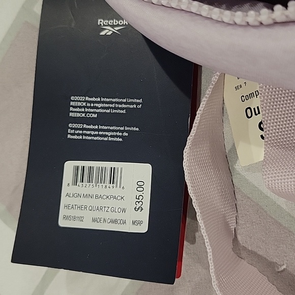 Reebok mauve mini backpack new with tags - Picture 2 of 4